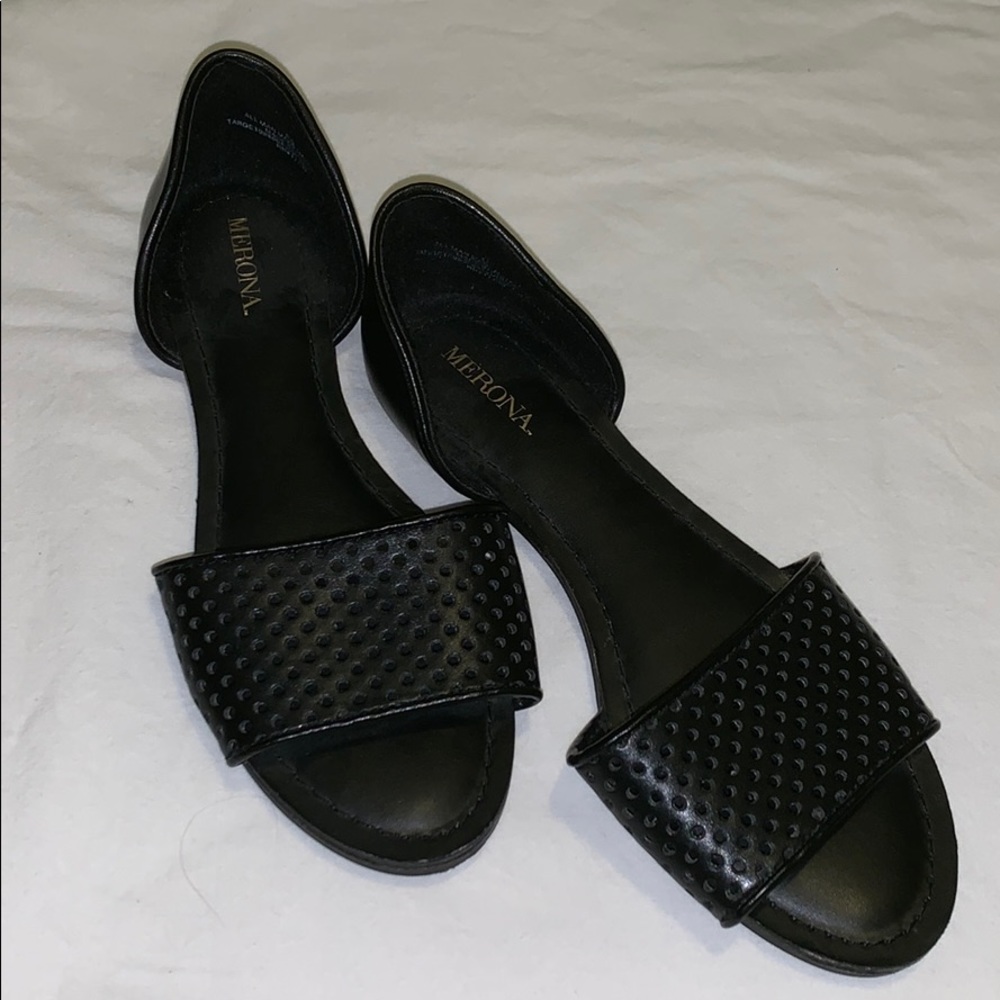 Black slip on sandals